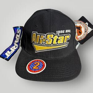 Vintage Starter NHL Fitted Hat Size 7–7 3/4 Black White Hockey Cap